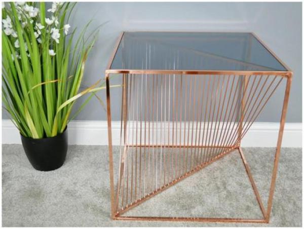 Product photograph of Dutch Tempered Glass Top Side Table - Comes In Copper Black And Gold Option from Choice Furniture Superstore.